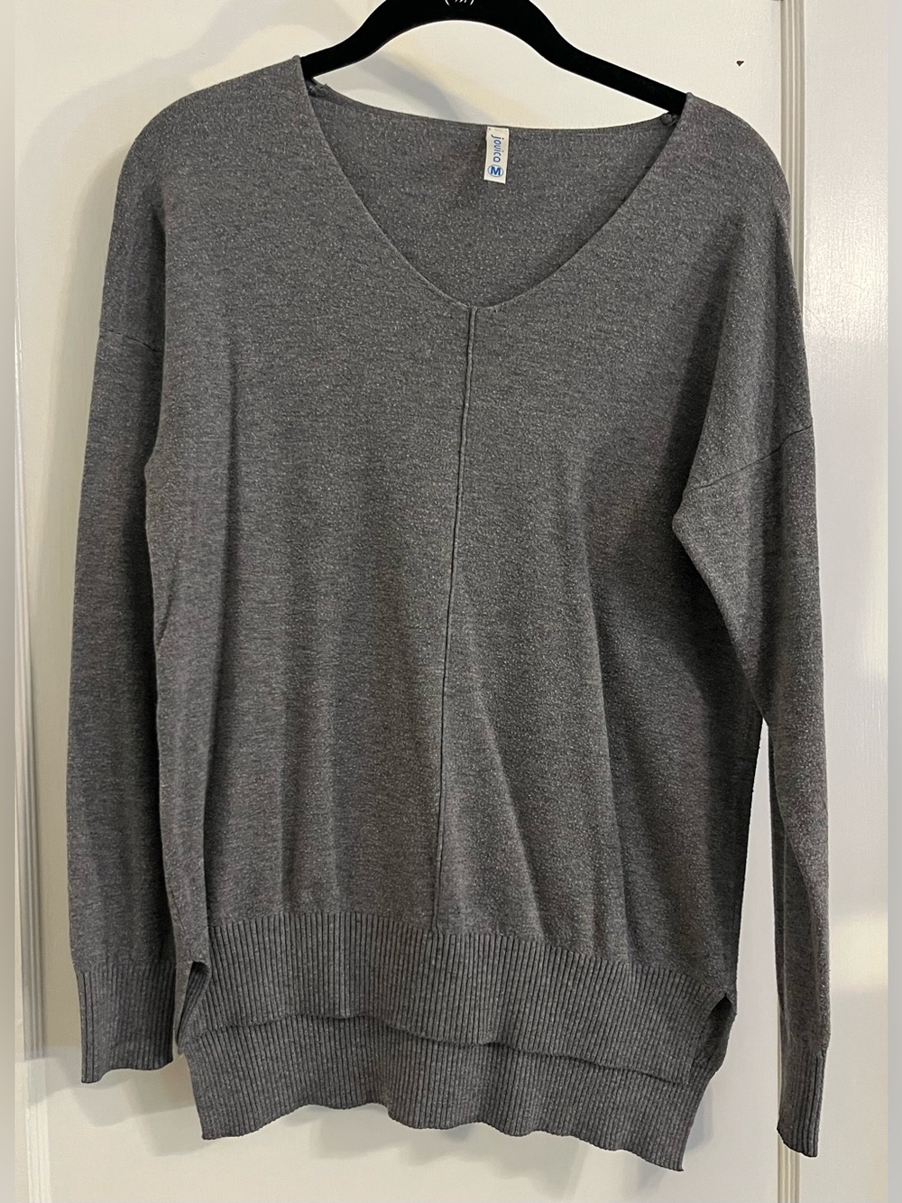 Women's Gray V-Neck Sweater - Classic Relaxed Fit